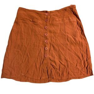 Reformation Women's A-Line Button-Front Skirt Size 4 Rust Knee Length